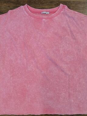 ZENANA Washed Coral Tee | Relaxed Fit Basic Top | Size S